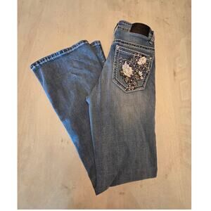 Y Jeans Los Angeles Women's Flared Embellished Denim Jeans SZ 7/8 Miss Me Style